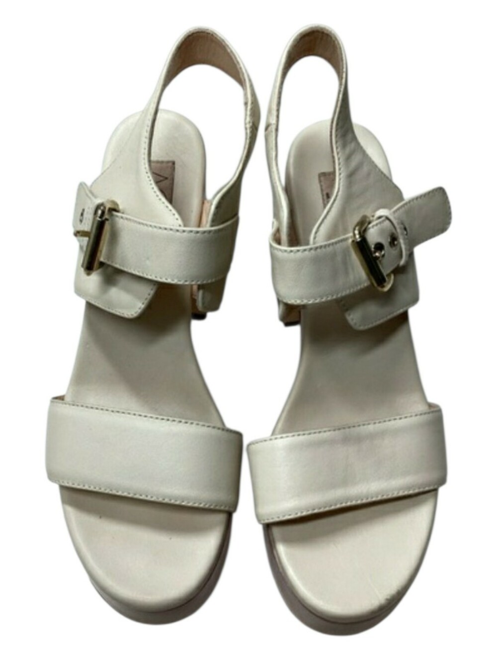 Agl Cream Leather Buckle Slingback Sandals Size EU 40